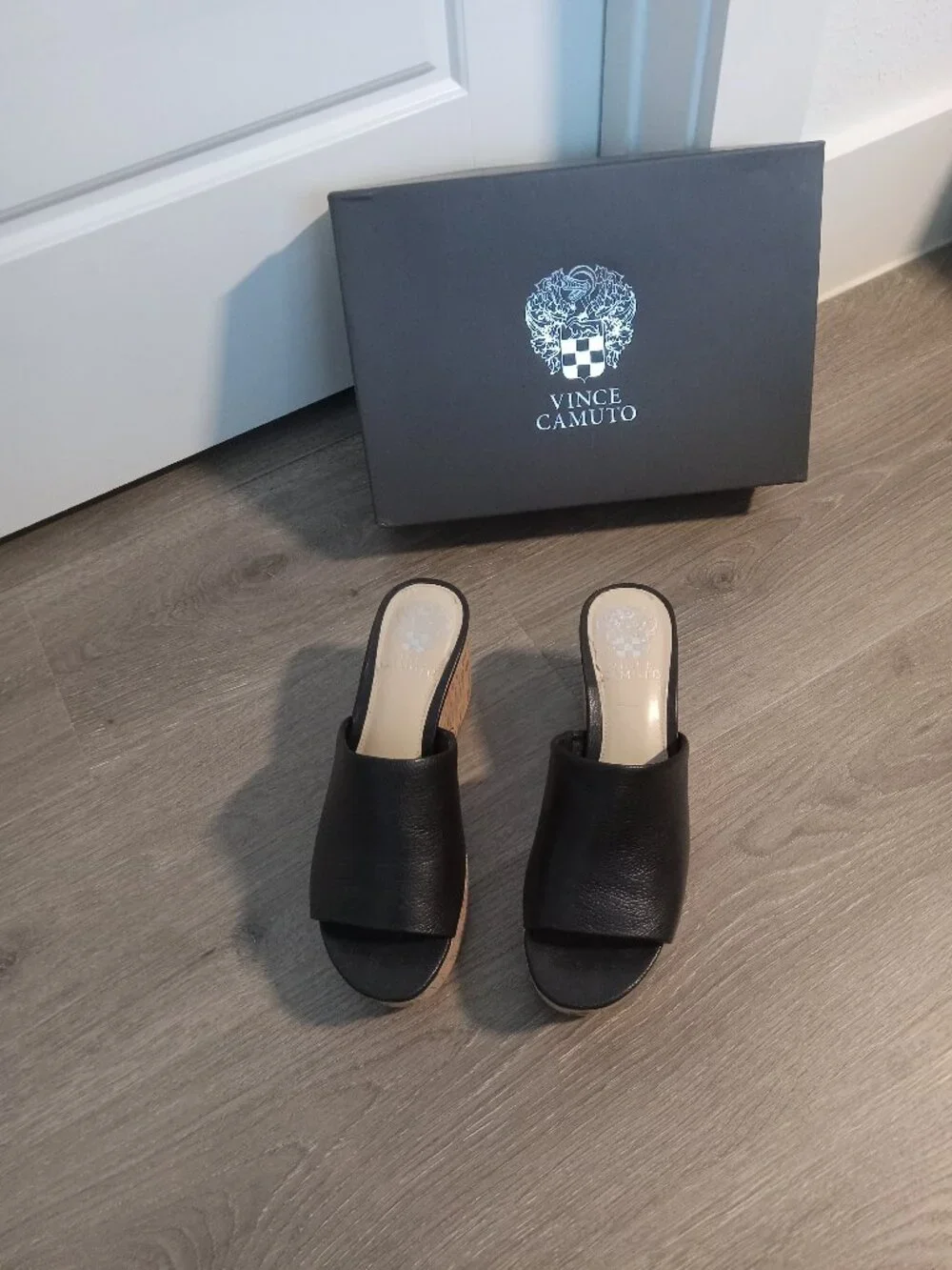 Vince Camuto Gadgen Platform Wedge Sandal, Black, Size 7½ M, Worn Once, Like New